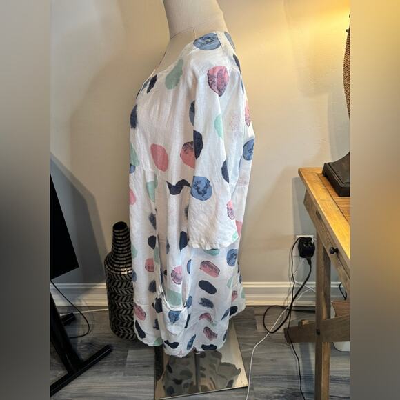 Polka Dot Women's Linen Dress.  Made in Italy. - Picture 3 of 6